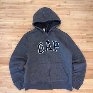 Boxy gray fur lined gap fall hoodie WOMENS LARGE